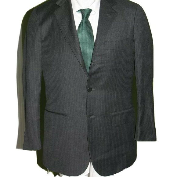Luciano Barbera Collezione Sartoriale Gray Striped Three Button Suit Jacket 40R